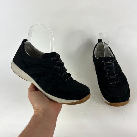 Dansko Hatty Sneakers Women's 7.5 Black Leather Lace Up Comfort Running Shoes - Picture 1 of 10